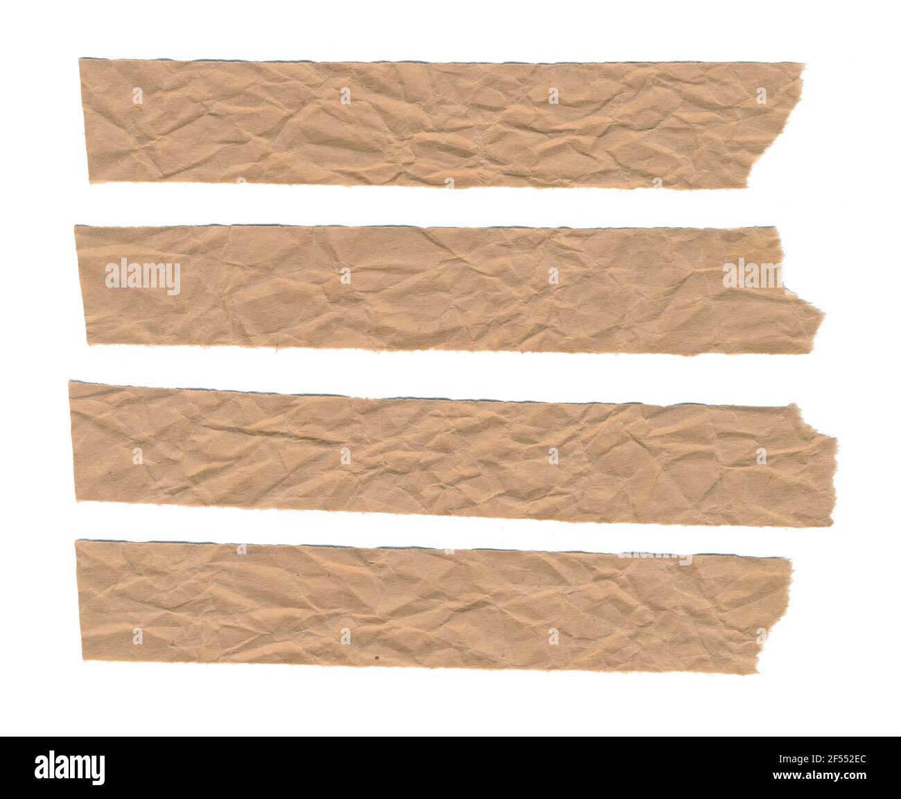 Torn strips of crumpled brown kraft paper on white background Stock Photo -  Alamy