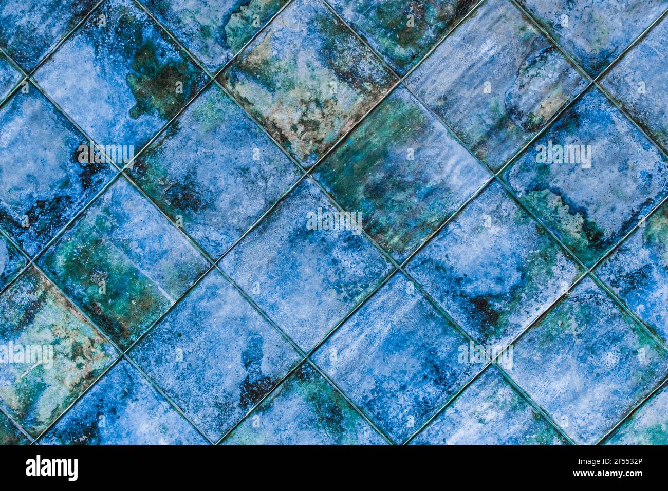 Blue diagonal square ceramic floor tiles with abstract pattern, mosaic  texture background Stock Photo - Alamy