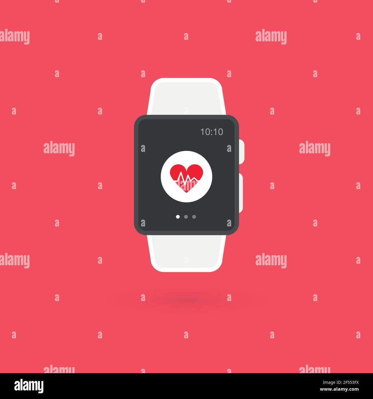 Glowing neon Smart watch showing heart beat rate icon isolated on blue  background. Fitness App concept. Vector Stock Vector