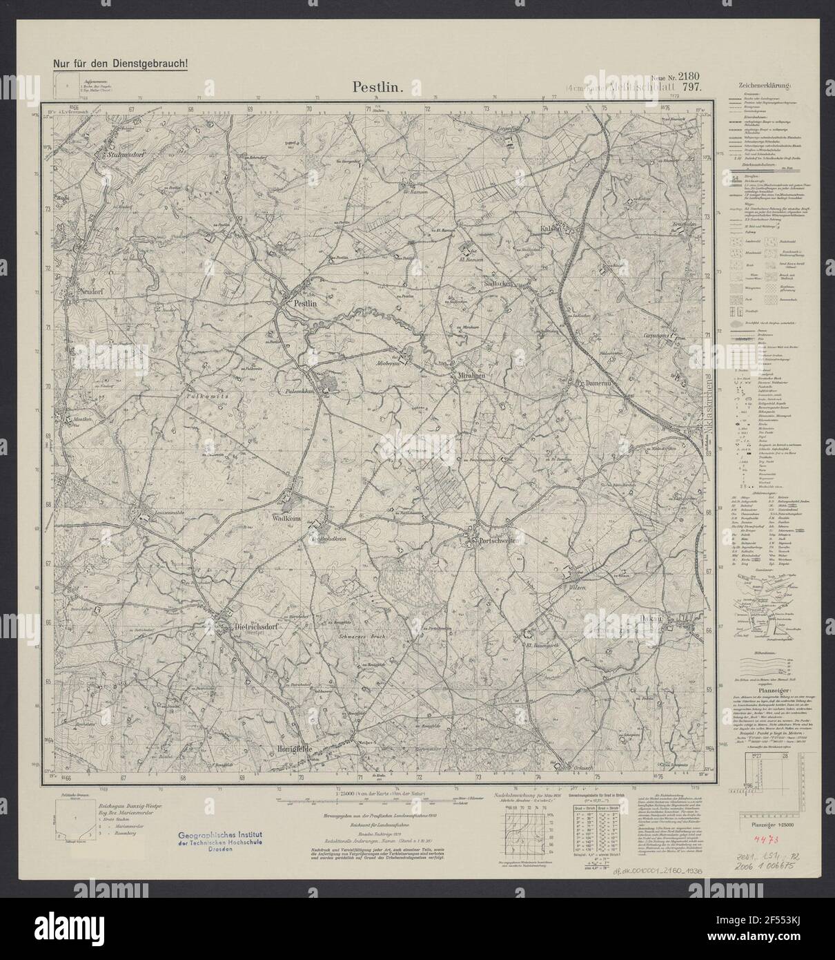 Metal sheet 2180 = 797: Pestlin, 1938 Stock Photo