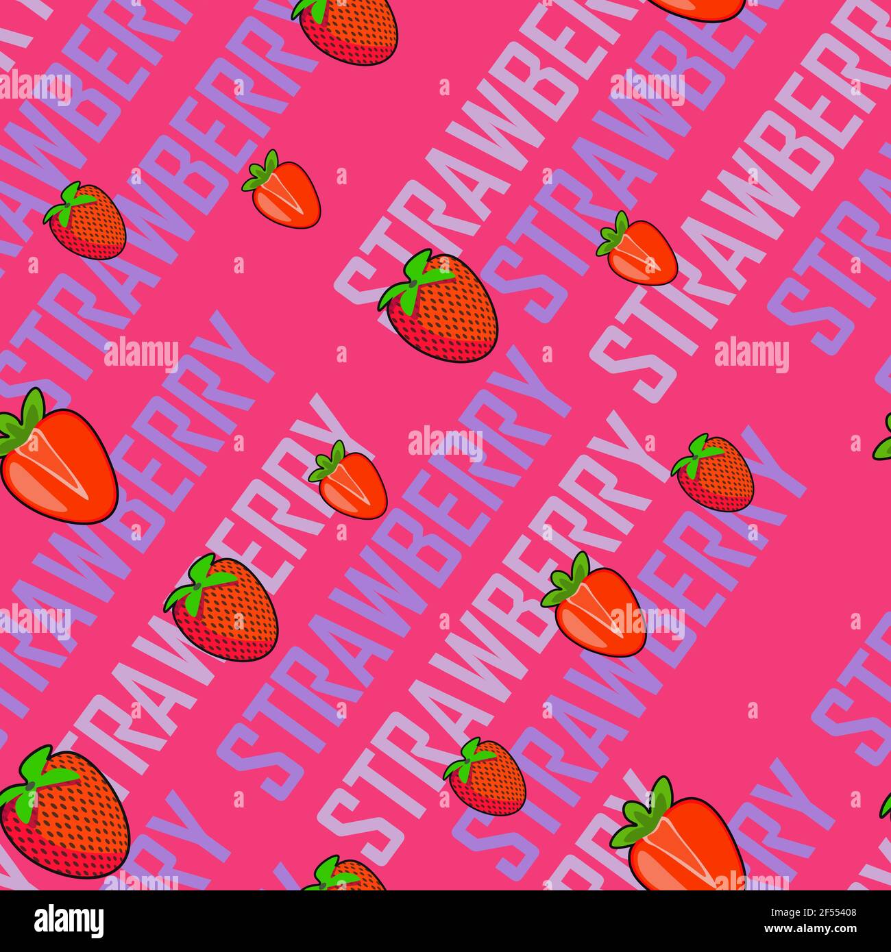 Vector pop art pattern with strawberry Stock Vector