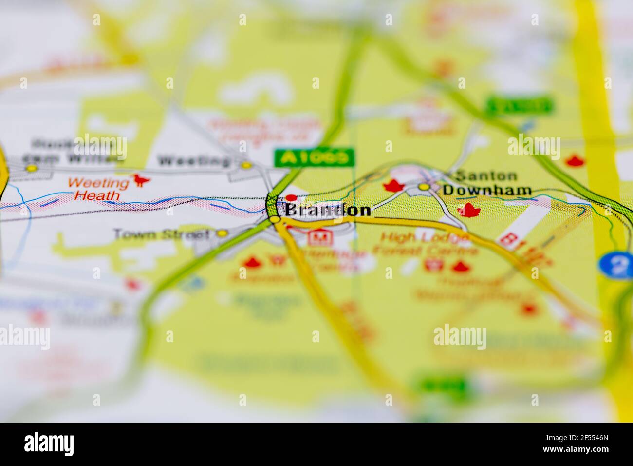 Brandon Shown on a Geography map or road map Stock Photo