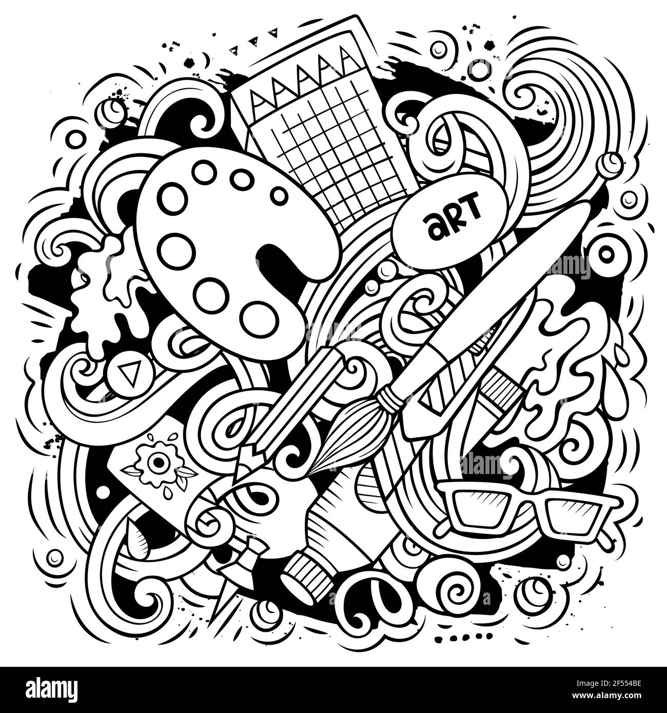 Artist cartoon doodle illustration. Funny Art design. Creative vector  background. Artistic elements and objects. Line art composition Stock  Vector Image & Art - Alamy