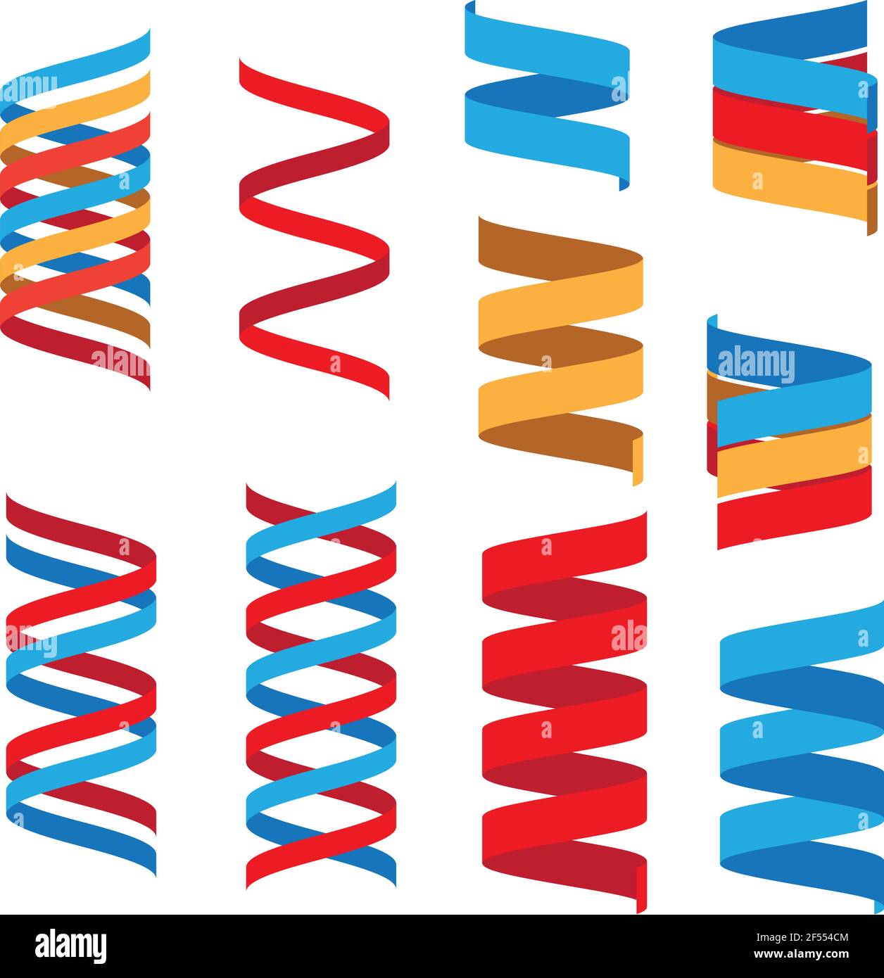 Collection of vector elements: a set of colorful ribbons with 3D effect. Can be used for logos and other graphic design layouts Stock Vector