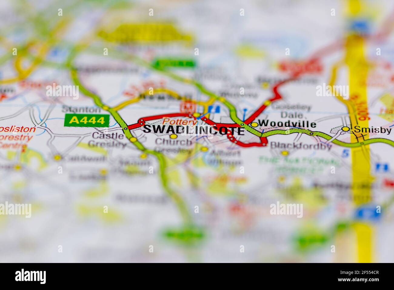 Swadlincote Shown on a Geography map or road map Stock Photo Alamy