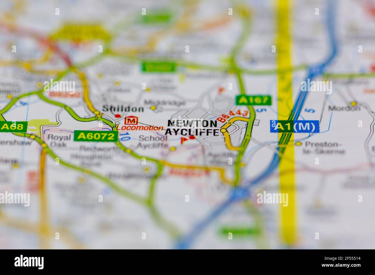 Newton Aycliffe Shown on a Geography map or road map Stock Photo