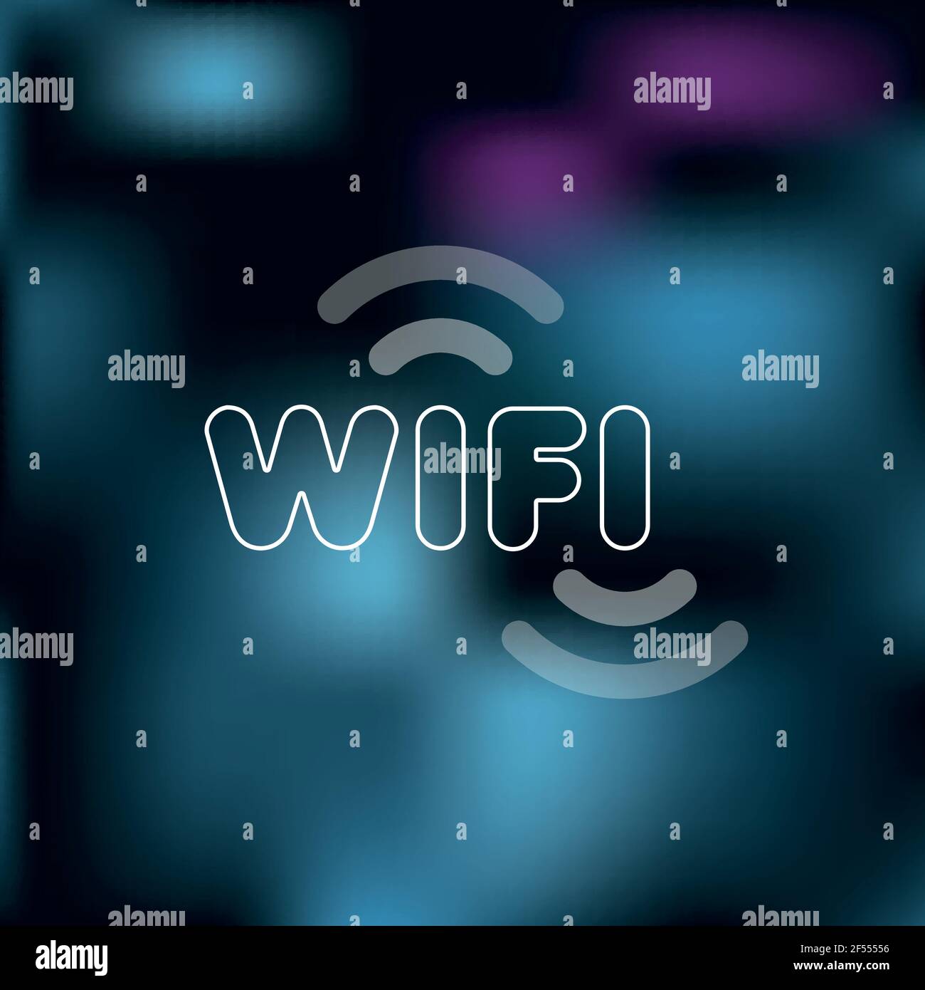 Wifi sign. Blurred background. Vector illustration, flat design Stock Vector