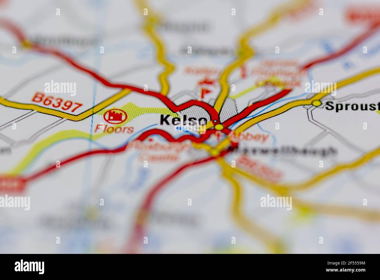 Kelso Shown on a Geography map or road map Stock Photo