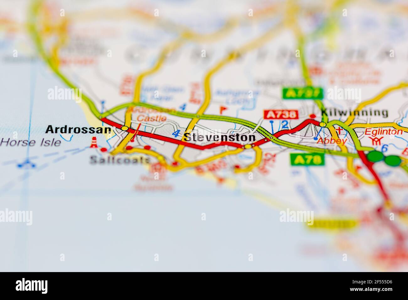 Stevenston Shown on a Geography map or road map Stock Photo