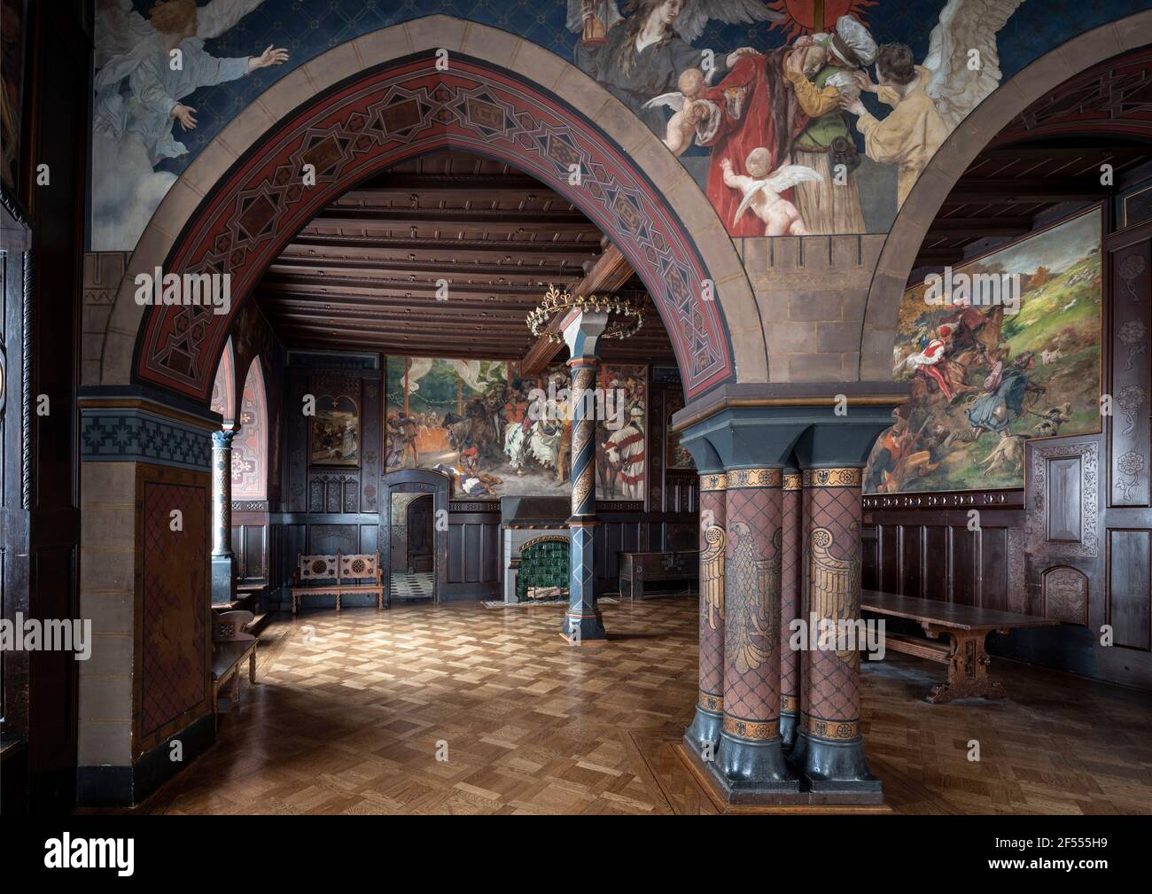 Solingen, Schloß Burg an der Wupper, Kemenate mit historisierenden Wandmalereien von Johann Peter Theodor Janssen Stock Photo