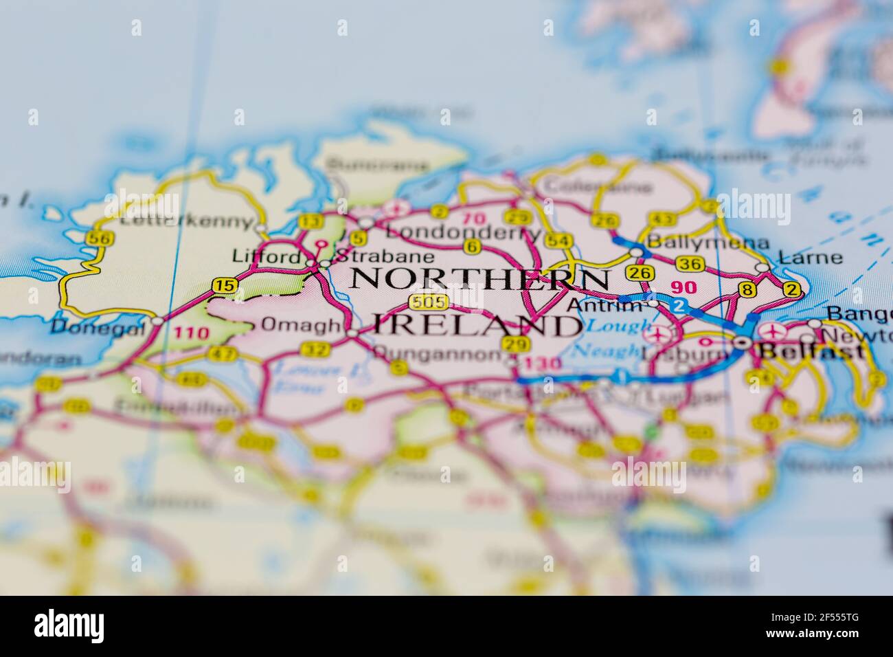 Northern ireland Shown on a Geography map or road map Stock Photo