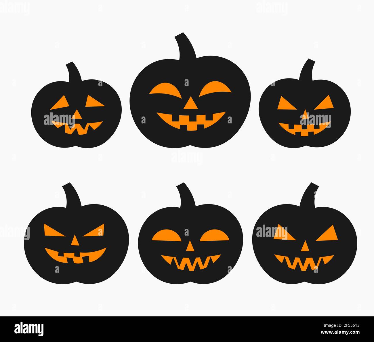 Halloween pumpkins isolated collection. Vector illustration Stock ...