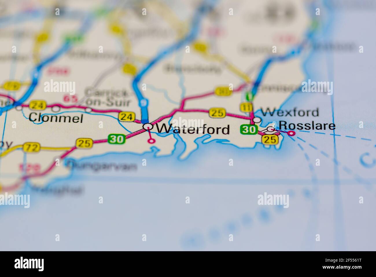 Waterford Shown on a Geography map or road map Stock Photo