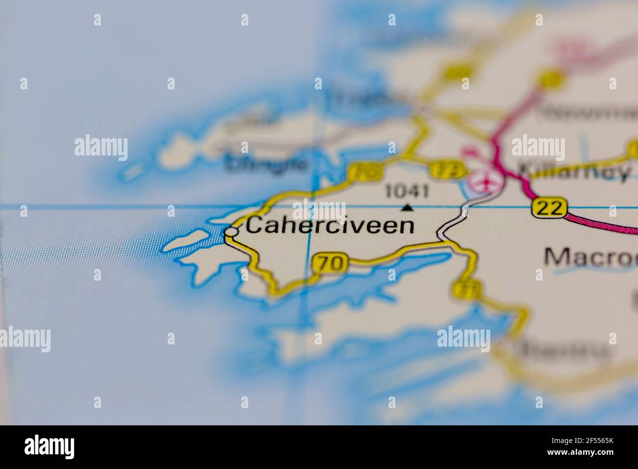 Caherciveen Shown on a Geography map or road map Stock Photo