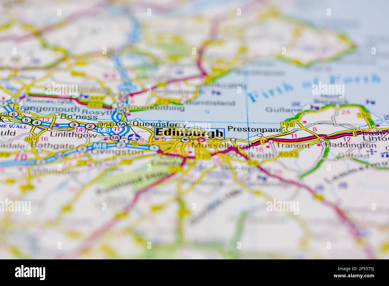 Edinburgh Shown on a Geography map or road map Stock Photo Alamy