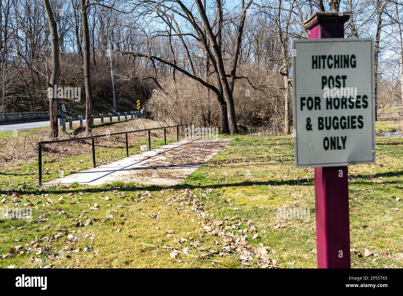 Narvon, PA, USA March 22, 2021 Hitching Post Sign at the Pool