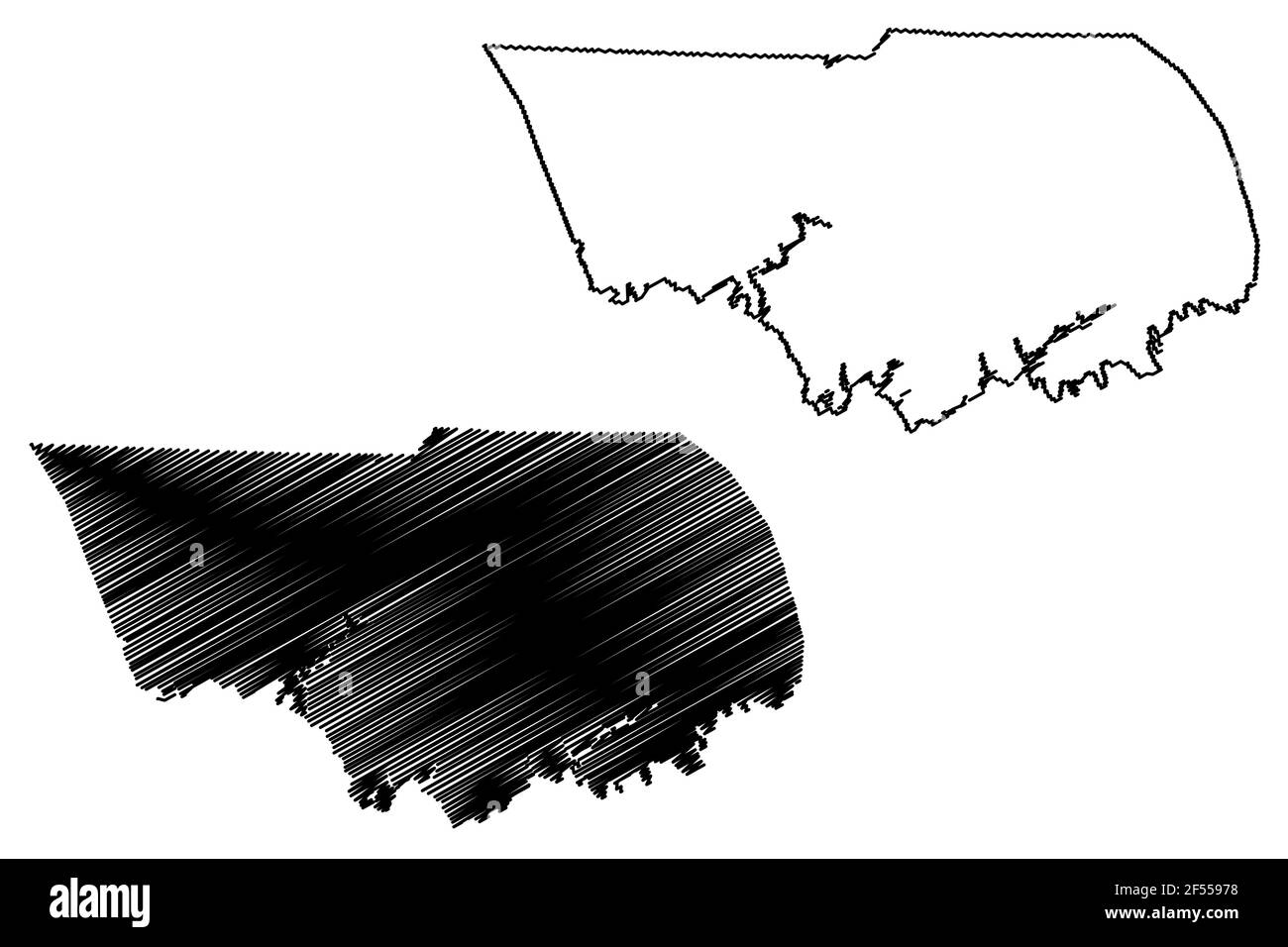 Claiborne County, State of Tennessee (U.S. county, United States of America, USA, U.S., US) map vector illustration, scribble sketch Claiborne map Stock Vector