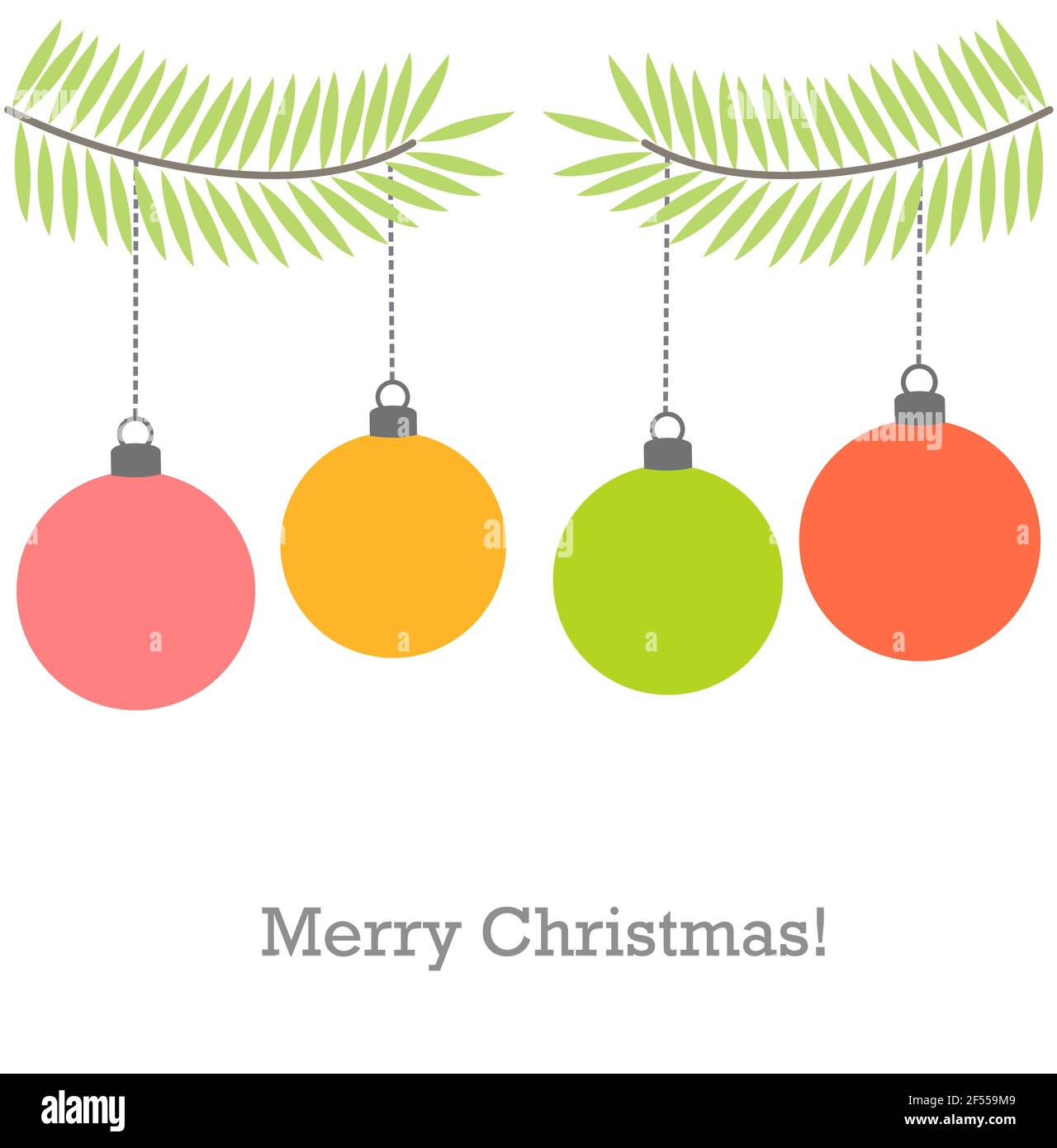 Christmas baubles on fir branch background. Vector illustration Stock ...