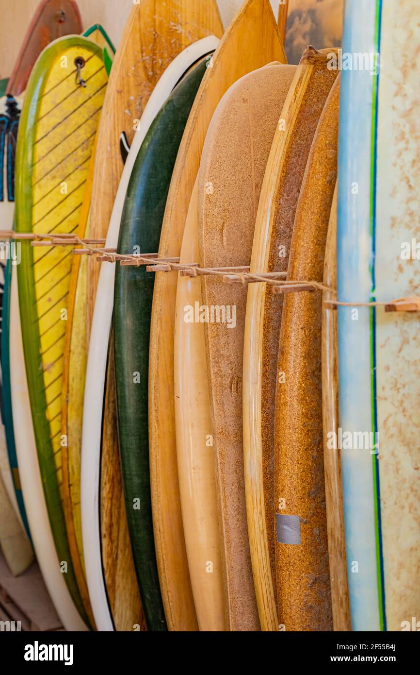 Handmade wooden surfboards hi-res stock photography and images - Alamy