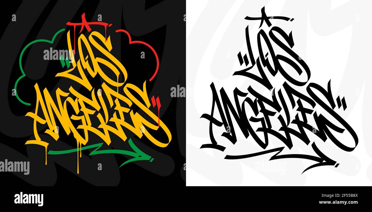Los Angeles Abstract Hip Hop Urban Hand Written Graffiti Style Vector Illustration Calligraphy Stock Vector