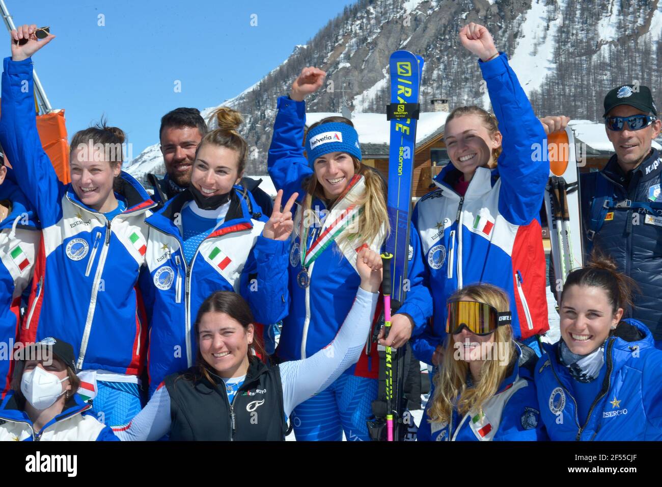 Livigno, Livigno, Italy, 24 Mar 2021, Esercito Italiano Ski Team during Absolute Italian Alpine Ski Championships 2021, alpine ski race - Photo Giorgio Panacci / LM Stock Photo