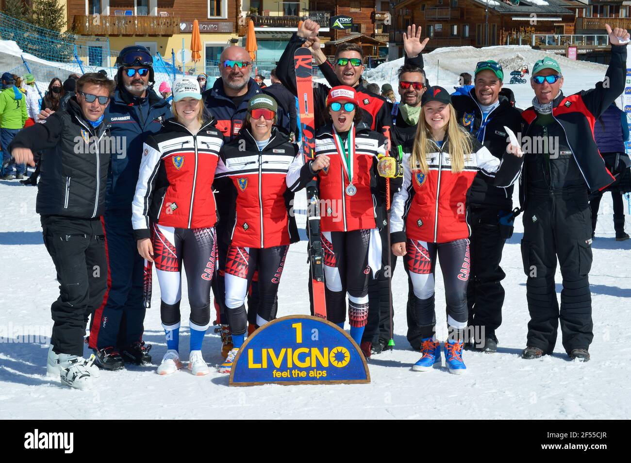 Livigno, Livigno, Italy, 24 Mar 2021, Carabinieri Ski Team during Absolute Italian Alpine Ski Championships 2021, alpine ski race - Photo Giorgio Panacci / LM Stock Photo