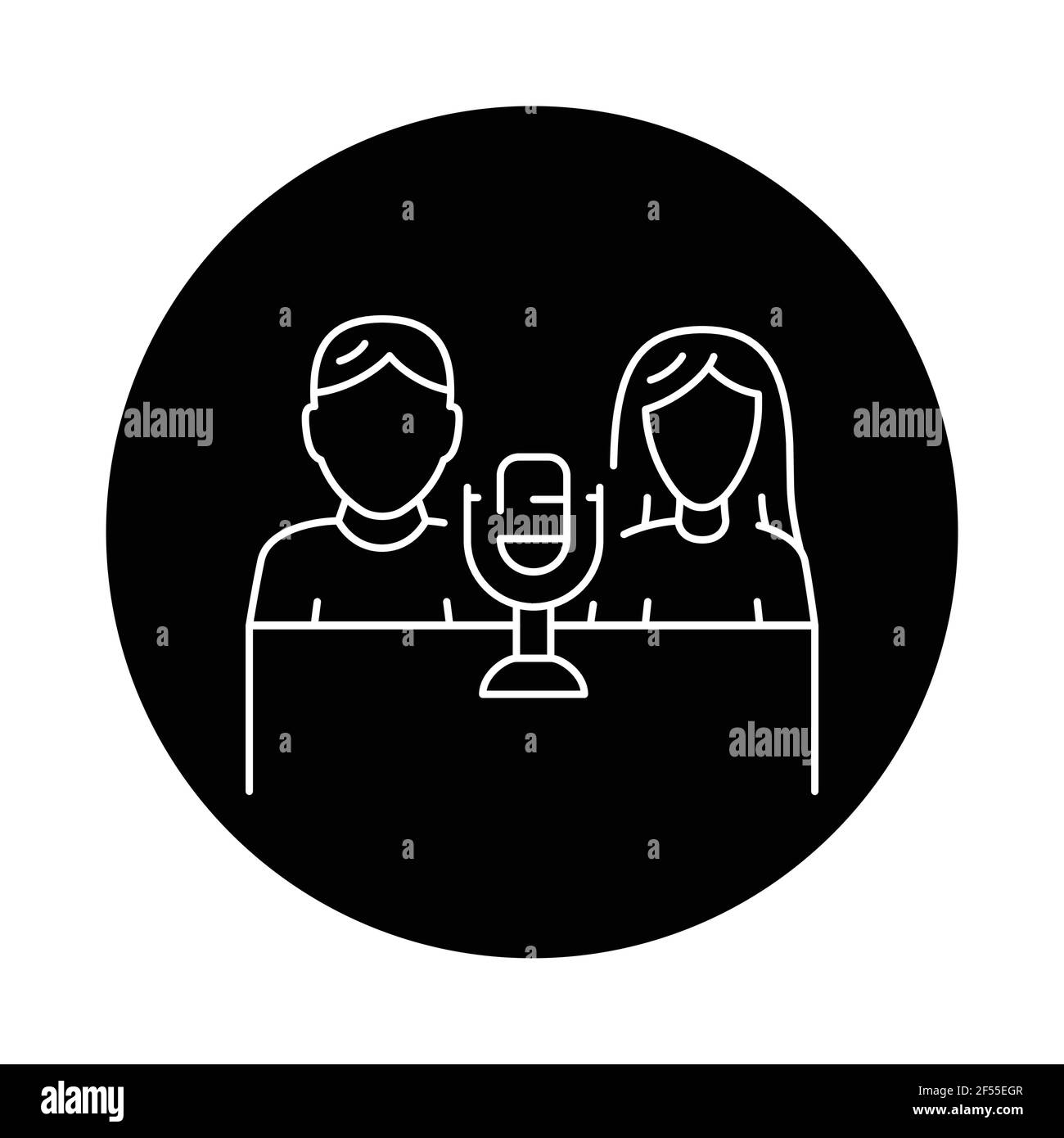 Woman man podcast mic Black and White Stock Photos & Images - Alamy