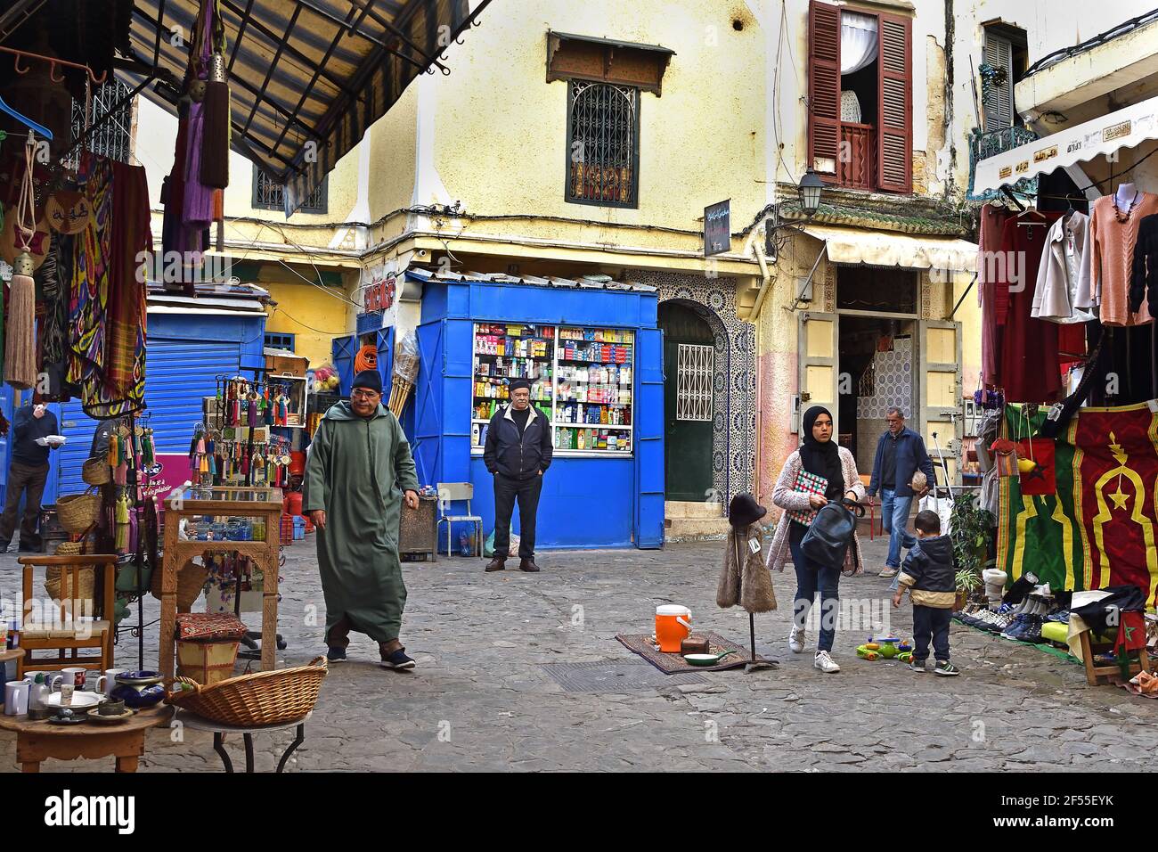 Street Scene in the Old centre Medina Tangier, Morocco, Northern Africa ,Moroccan, Stock Photo