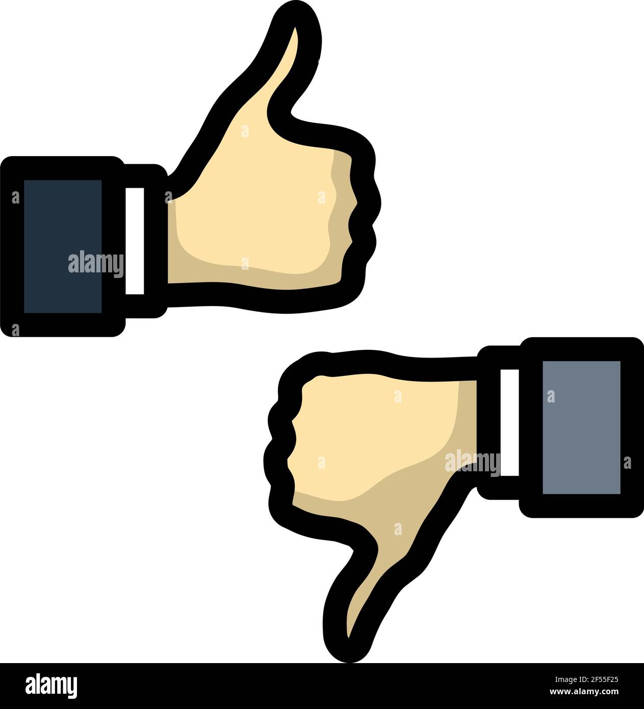 Icon Of Like And Dislike. Editable Bold Outline With Color Fill Design ...