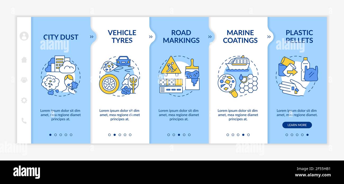 Microplastics sources onboarding vector template Stock Vector
