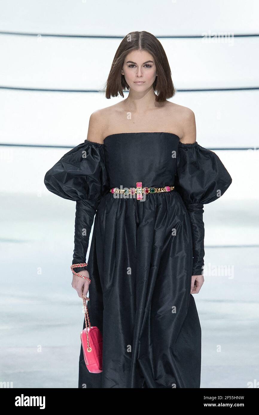 File photo dated March 3, 2020 of Kaia Gerber walks the runway during the  Chanel show as part of the Paris Fashion Week Womenswear Fall/Winter  2020/2021 in Paris, France on March 03,