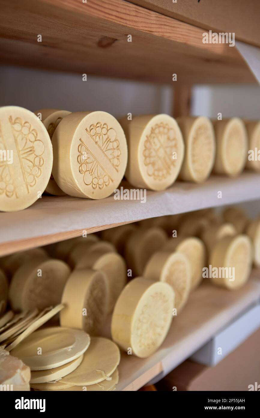 Arrangement of handmade soaps in shelf at Stock Photo Alamy