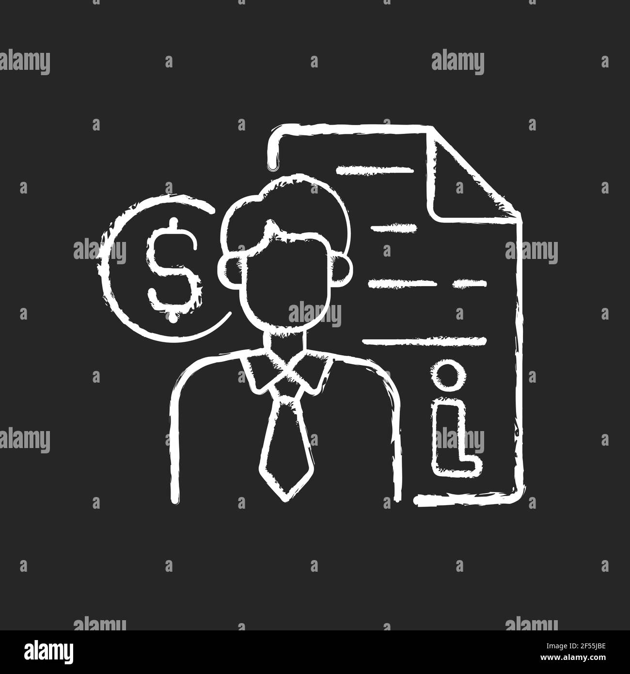Broker consultation chalk white icon on black background Stock Vector