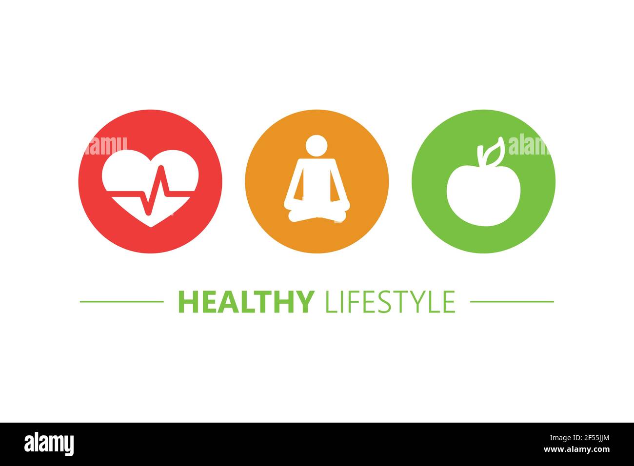 healthy lifestyle icons heart yoga and apple Stock Vector Image & Art -  Alamy