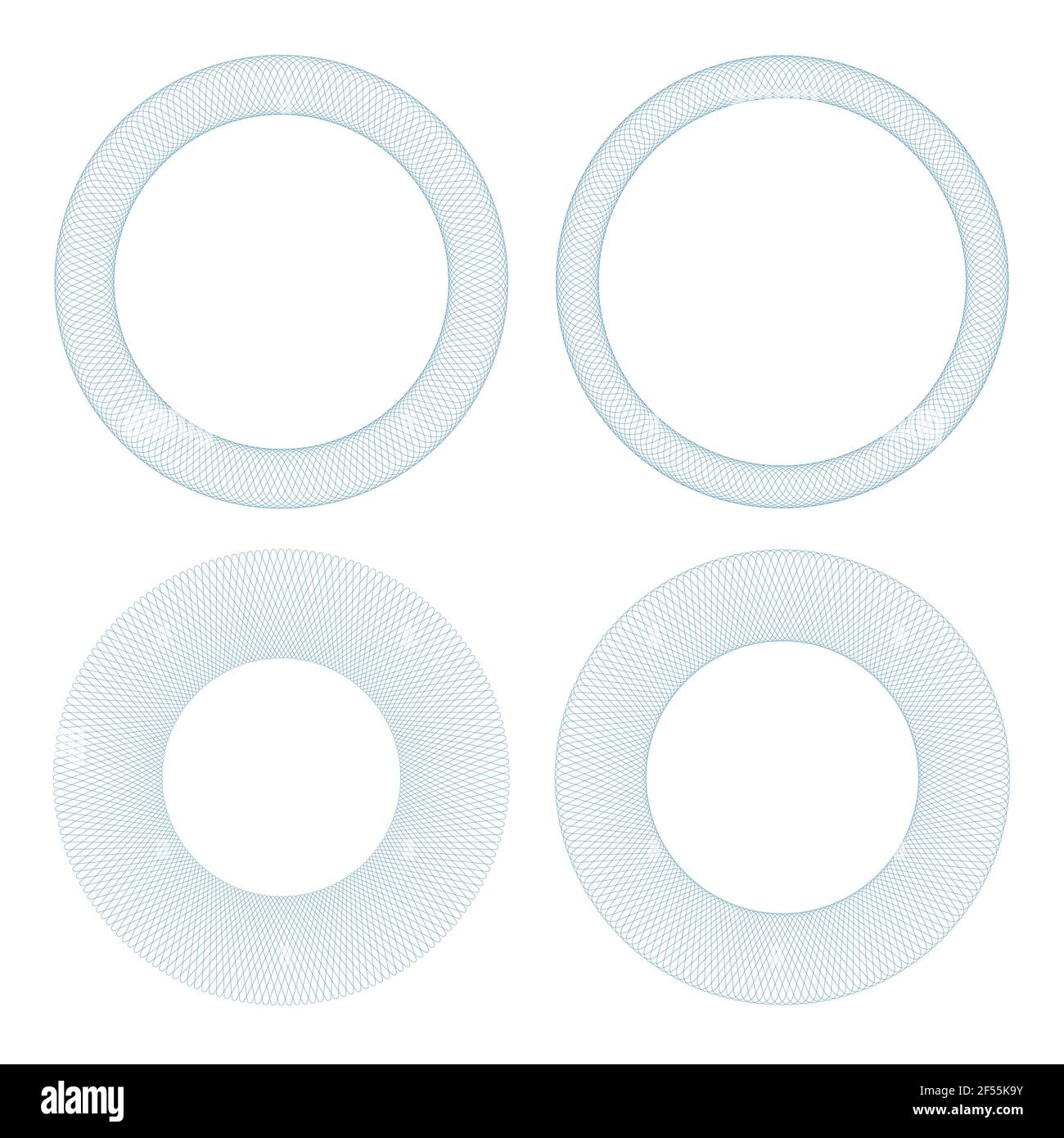 Set vector Guilloche elements for certificate or diploma. Line circle frame Stock Vector