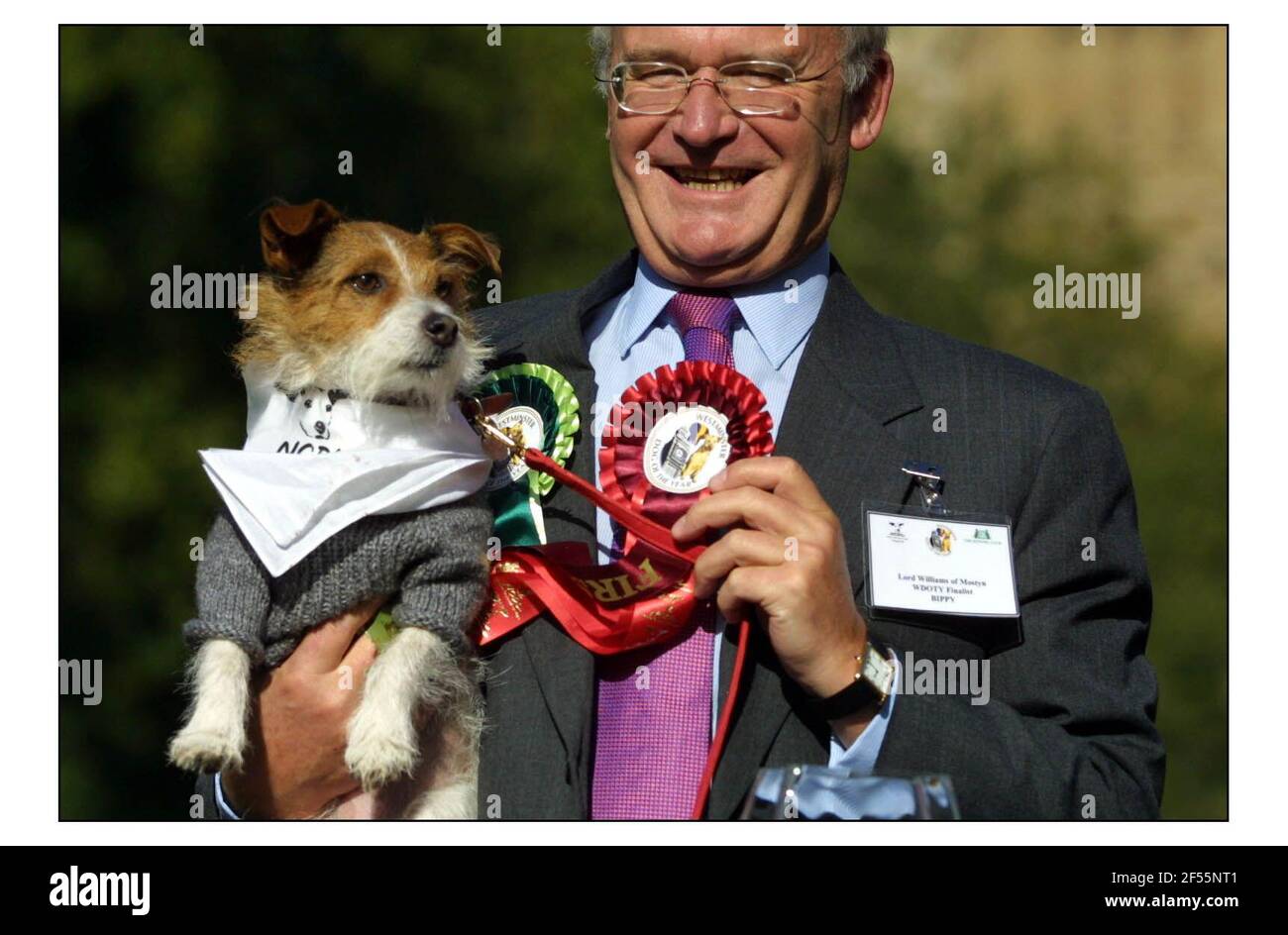 Westminster Dog of the Year competition is open to dogs from both houses and is run jointly by the National Defence League andthe Kennel Club. The comp. was won by Bippy the jack Russel Terrier owned by Lord William of Mostyn, leader of the houseof lords.pic David Sandison 17/10/2002 Stock Photo