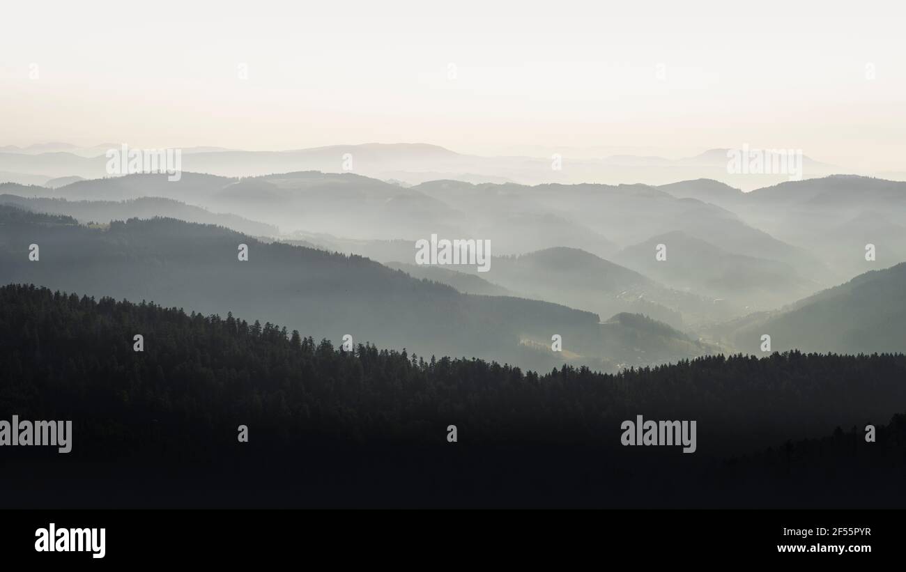 Scenic view of black forest mountain range, Hornisgrinde at Baden-Wurttemberg, Germany Stock Photo