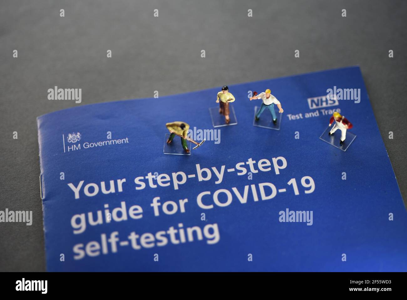 A COVID-19 Self Test (Rapid Antigen Test) kit information concept image. Selective focus. Stock Photo