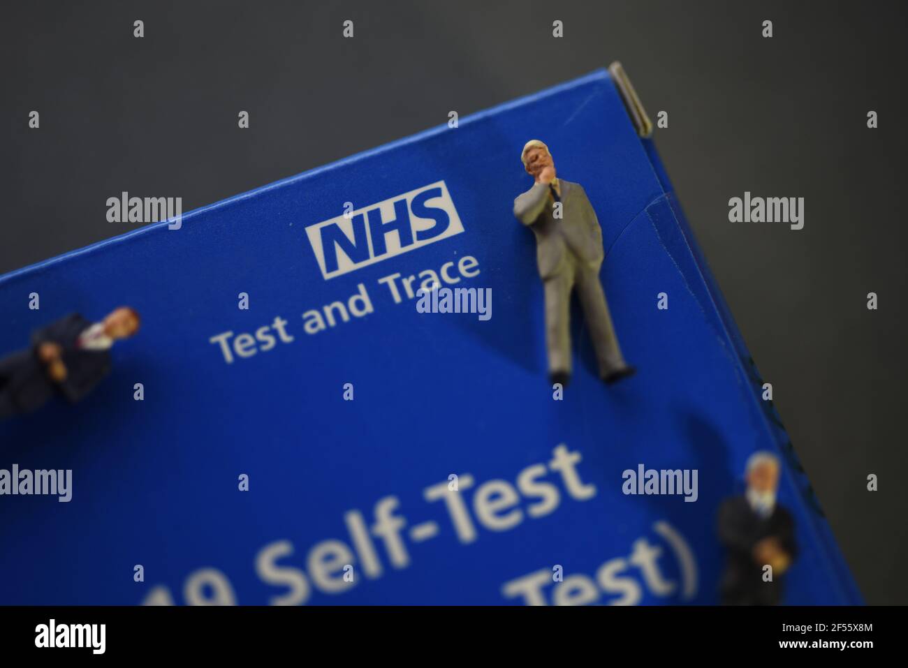 A COVID-19 Self Test (Rapid Antigen Test) kit information concept image. Selective focus. Stock Photo