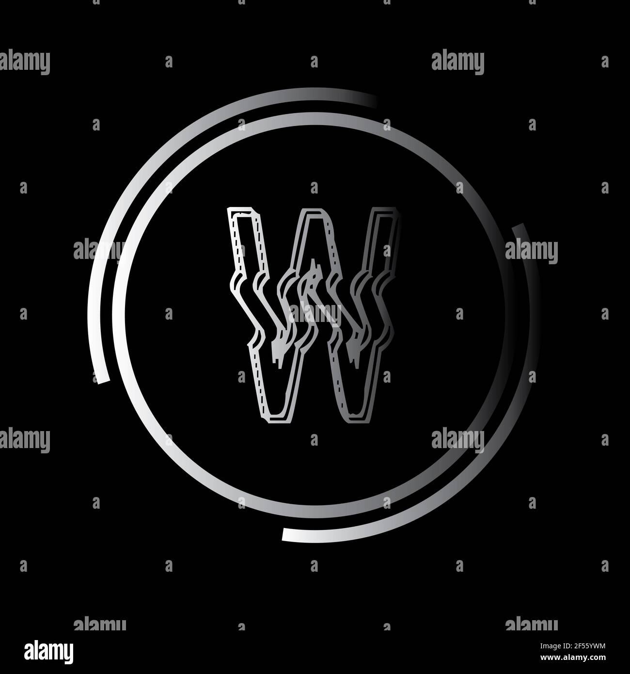 Monogram letter W logo, weave thin line style, mockup wedding ...