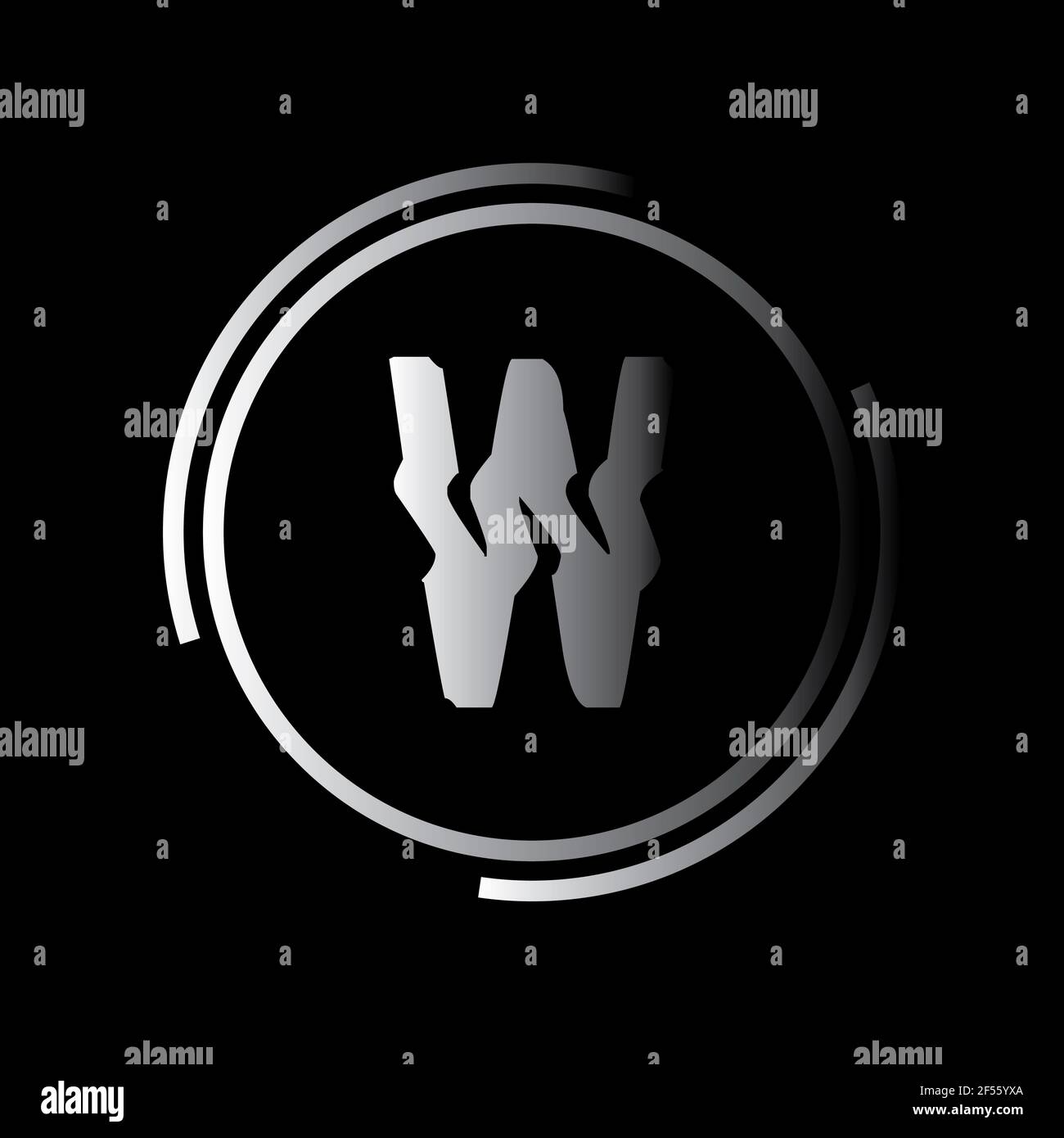 Monogram letter W logo, weave thin line style, mockup wedding ...