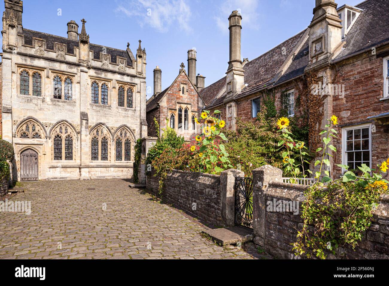 The Vicars Chapel and Library at the north end of Vicars Close in the cathedral city of Wells, Somerset UK - A planned street of the mid-fourteenth ce Stock Photo
