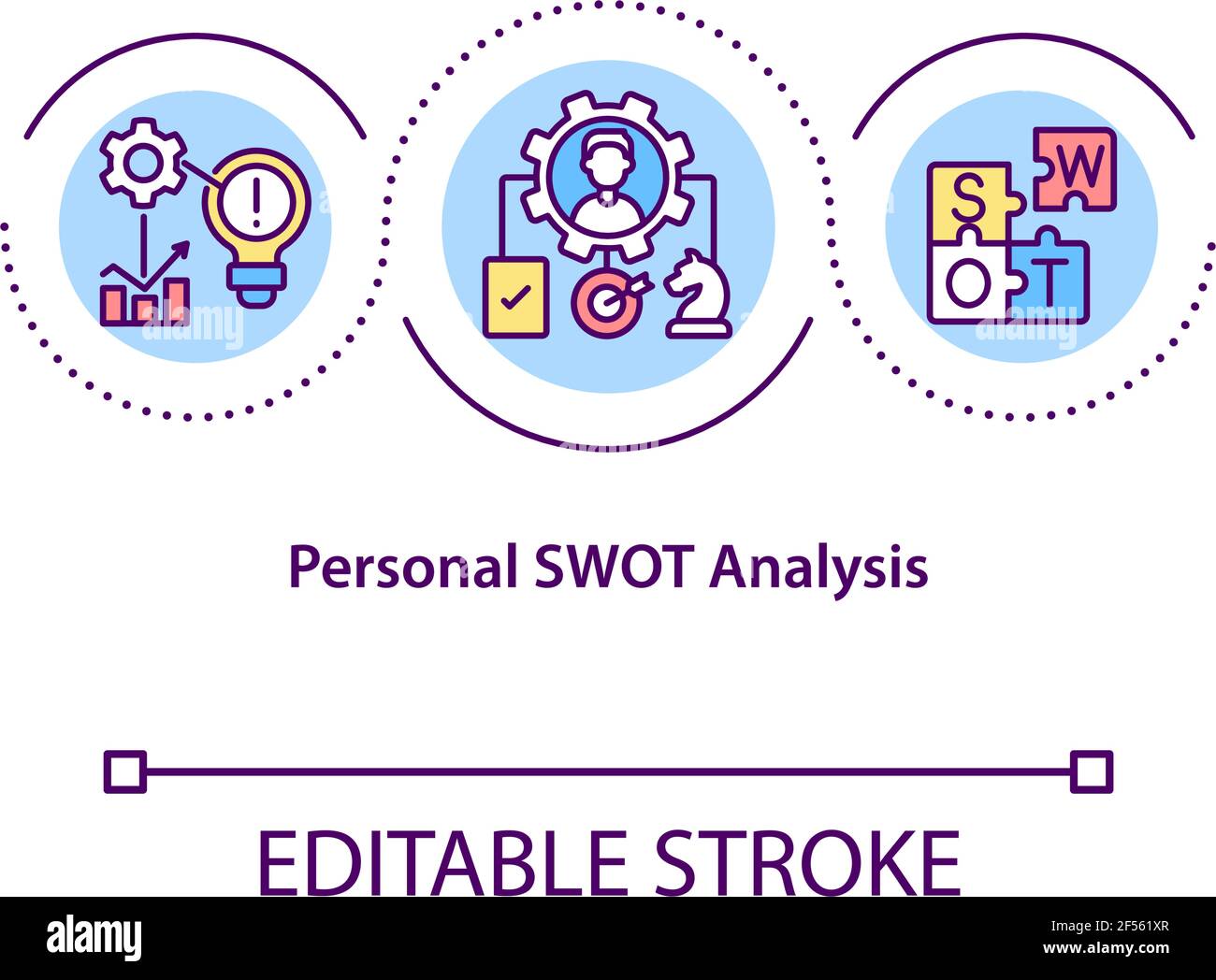 Personal SWOT analysis concept icon Stock Vector