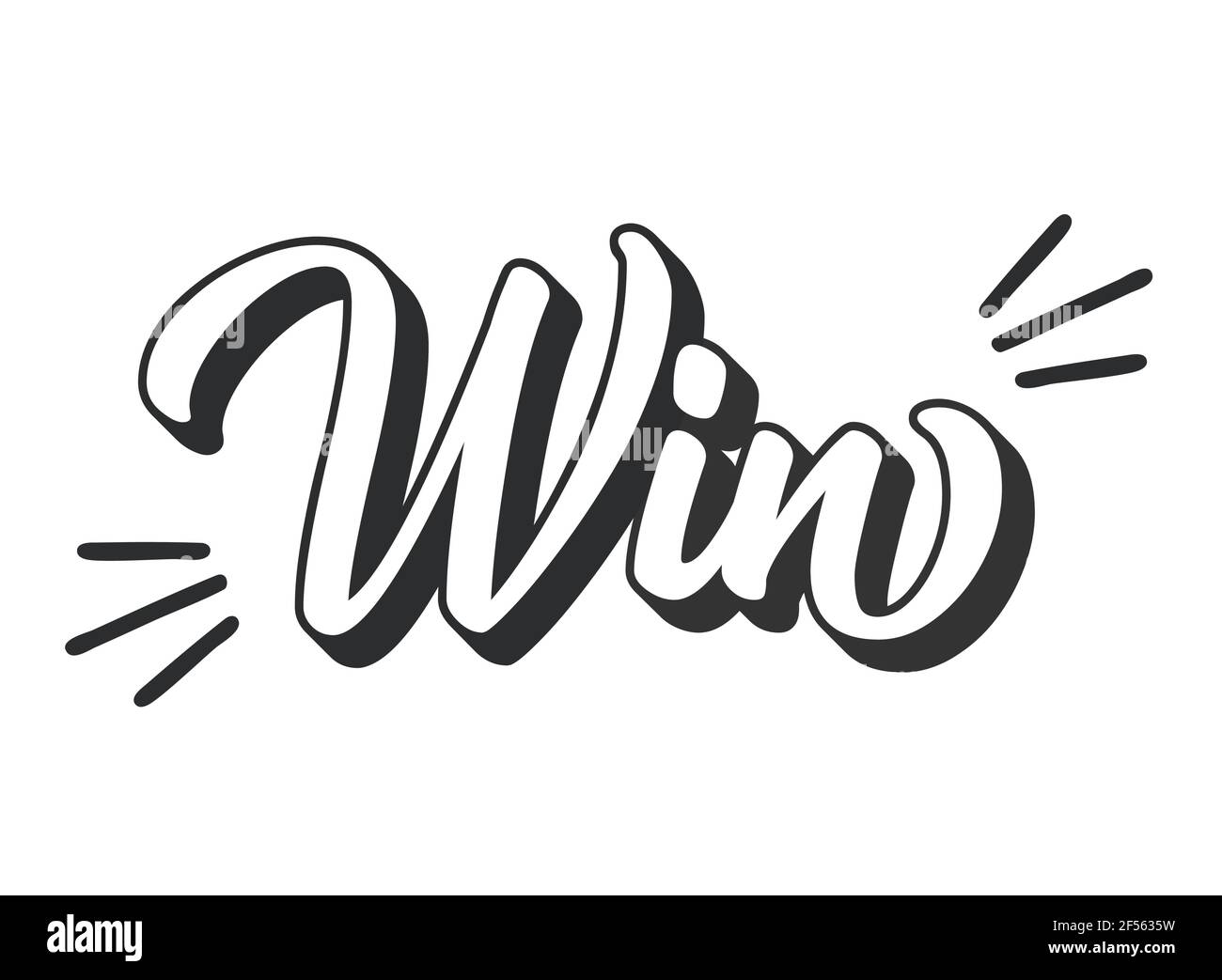 Hand sketched WIN word as ad, web banner. Lettering for header