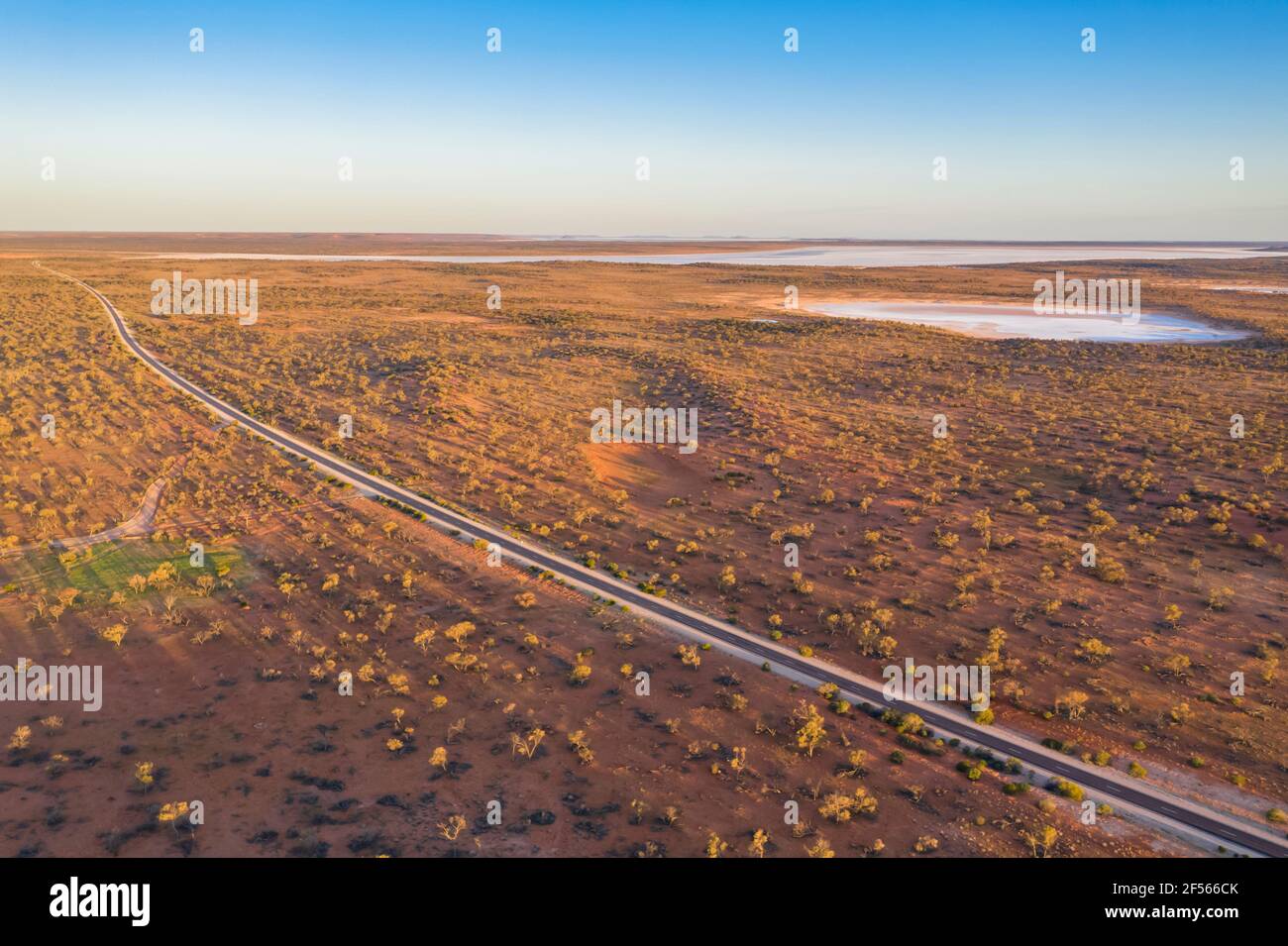 Australia, South Australia, Aerial view of Stuart Highway in Lake Hart Area Stock Photo
