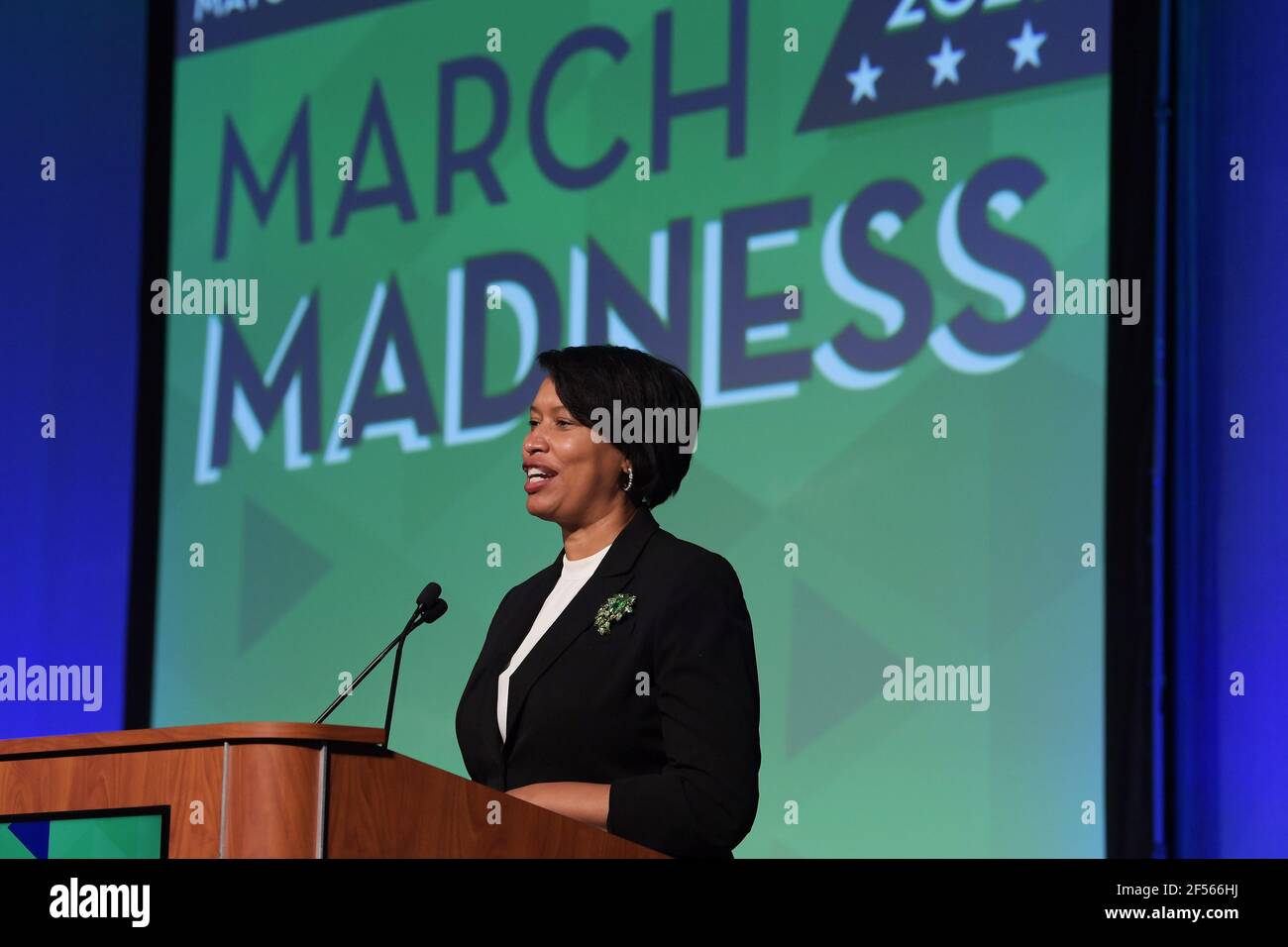 Washington, District of Columbia, USA. 24th Mar, 2021. DC Mayor MURIEL BOWSER deliver remarks about DC HOPE: Housing, Opportunity, Prosperity and Equity, during the 7th Annual March Madness, today on March 24, 2021 at Walter E. Washington Convention Center in Washington DC, USA. Credit: Lenin Nolly/ZUMA Wire/Alamy Live News Stock Photo