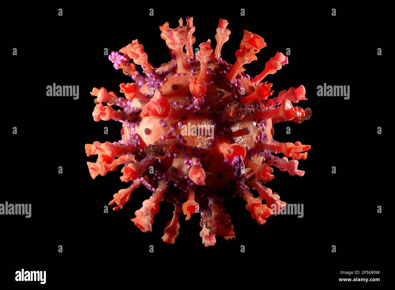 Three dimensional render of single COVID-19 cell Stock Photo