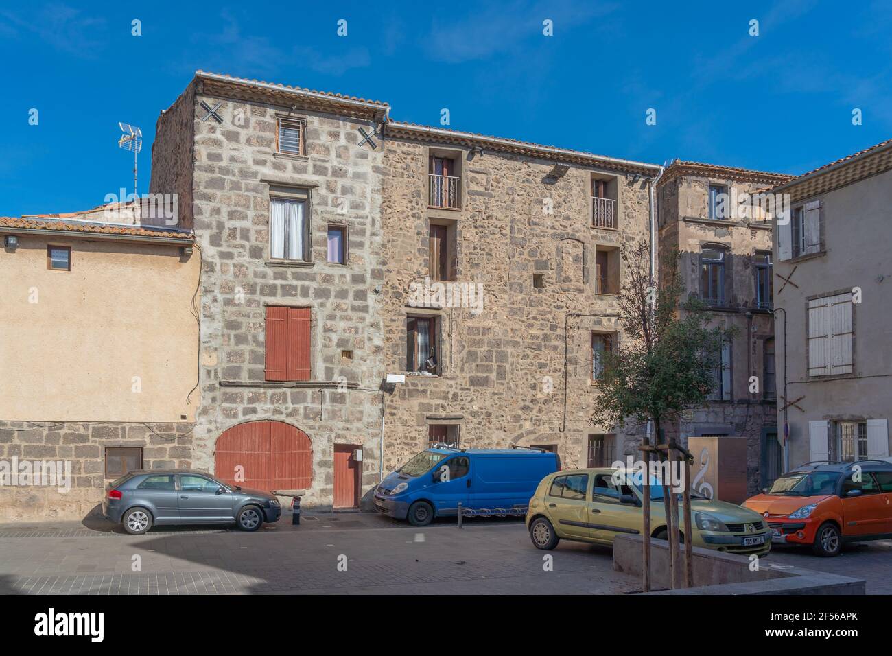 AGDE, FRANCE - July 19th, 2020 : Agde Centre with old Buildings, street view of the town Stock Photo