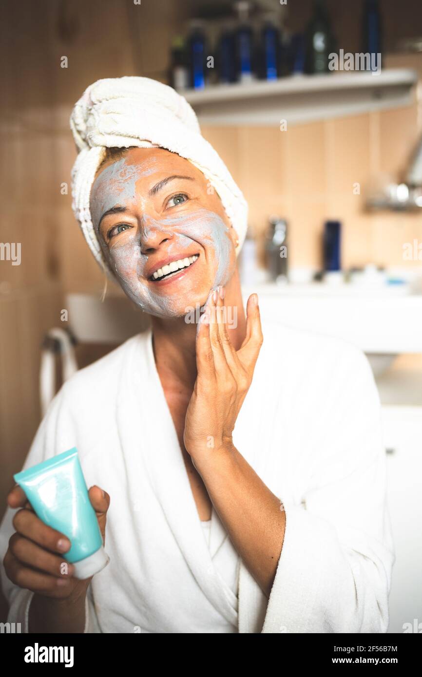 Mature woman facial mask hi-res stock photography and images - Alamy