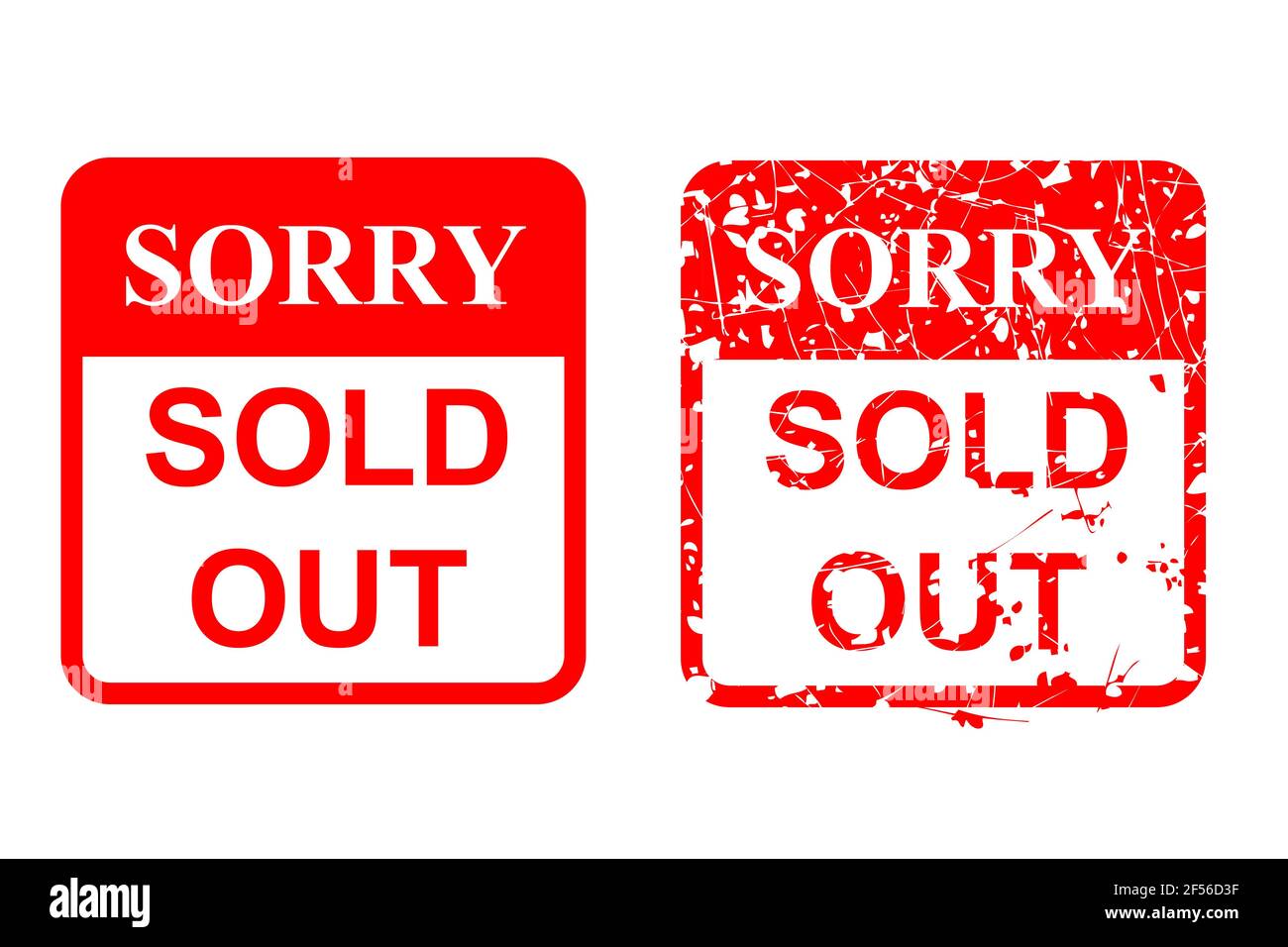 Red Rusty Vector Rubber Stamp, Sorry Sold Out, Isolated on White Stock Vector